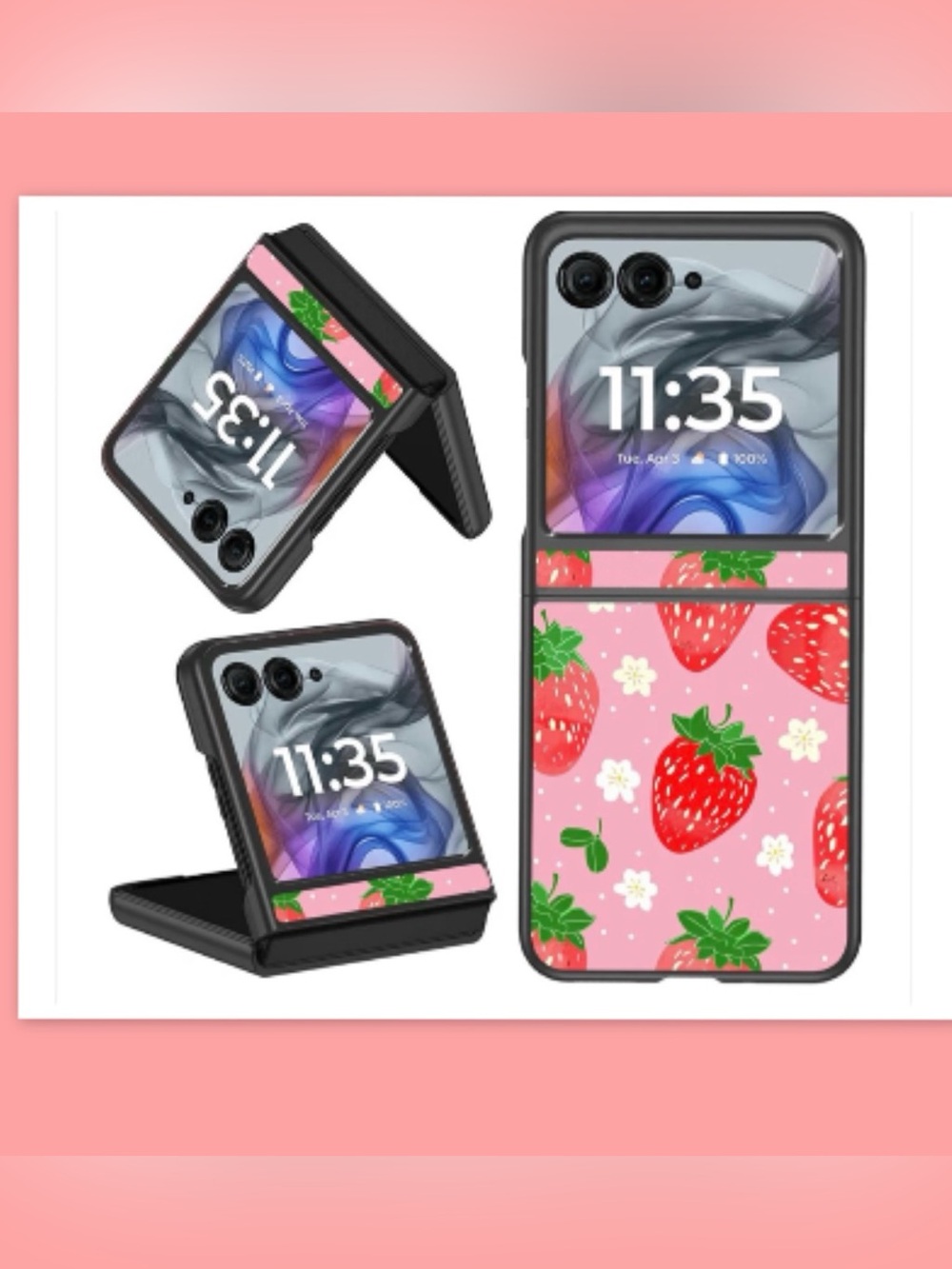 Moto Razr 50/Razr 2024/2025 Phone Case, Pink Strawberry